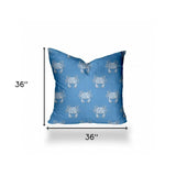 36" X 36" Blue And White Crab Zippered Coastal Throw Indoor Outdoor Pillow - Homeroots