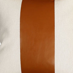20" X 20" Brown and Ivory Faux Leather Zippered Pillow Cover - Homeroots