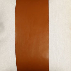 20" X 20" Brown and Ivory Faux Leather Zippered Pillow - Homeroots