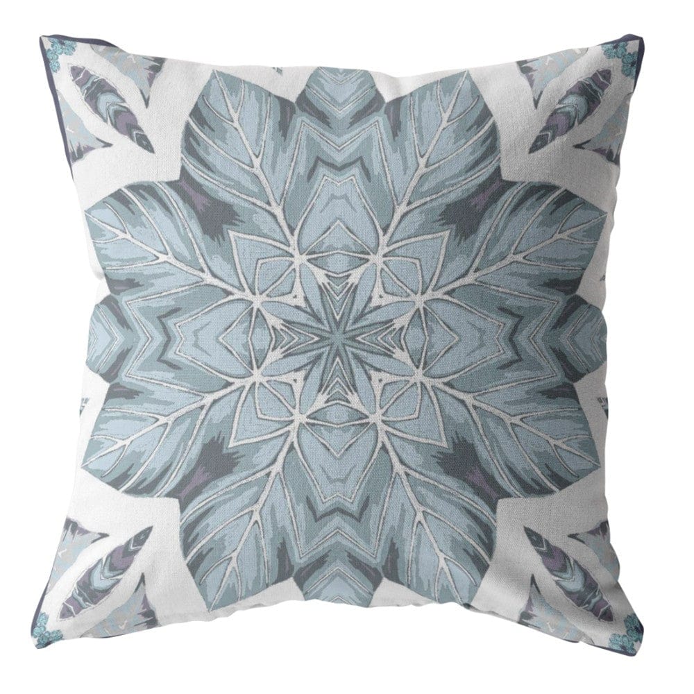 18" Blue Floral Forest Zippered Suede Throw Pillow - Homeroots