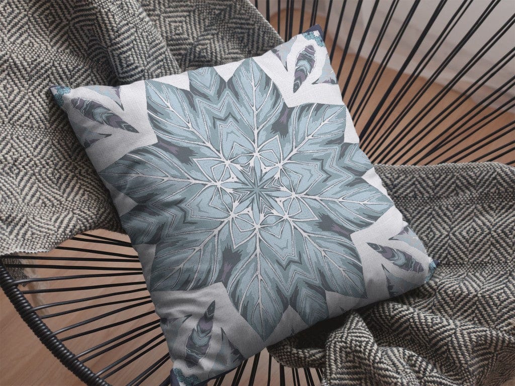 18" Blue Floral Forest Zippered Suede Throw Pillow - Homeroots