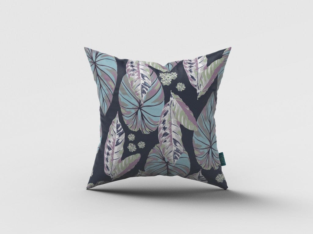16” Blue Purple Tropical Leaf Zippered Suede Throw Pillow - Homeroots