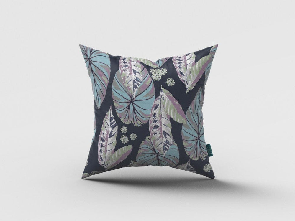 18” Blue Purple Tropical Leaf Zippered Suede Throw Pillow - Homeroots