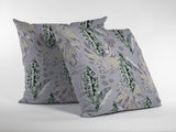 16” Blue Purple Tropical Leaf Zippered Suede Throw Pillow - Homeroots