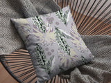 16” Blue Purple Tropical Leaf Zippered Suede Throw Pillow - Homeroots