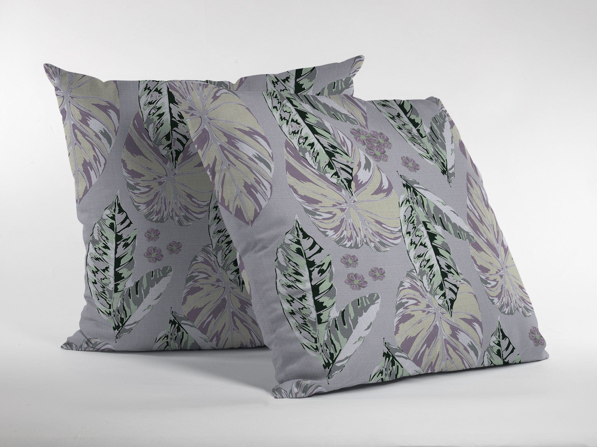 18” Blue Purple Tropical Leaf Zippered Suede Throw Pillow - Homeroots