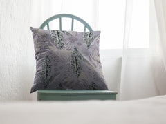 18” Blue Purple Tropical Leaf Zippered Suede Throw Pillow - Homeroots