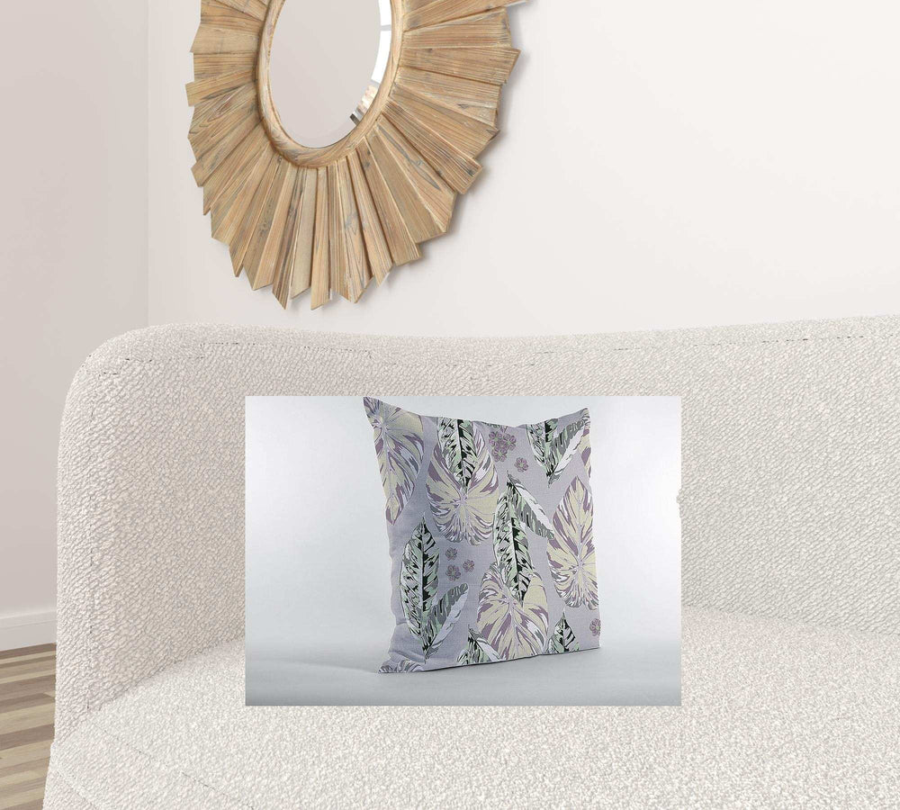 18” Blue Purple Tropical Leaf Zippered Suede Throw Pillow - Homeroots - Flyclothing LLC