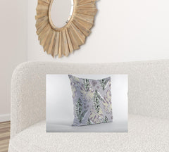 18” Blue Purple Tropical Leaf Zippered Suede Throw Pillow - Homeroots