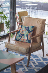 18” Orange Blue Tropical Leaf Zippered Suede Throw Pillow - Homeroots