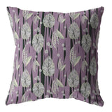 16” Lavender Black Fall Leaves Zippered Suede Throw Pillow - Homeroots