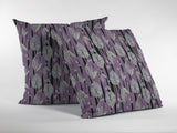 18” Lavender Black Fall Leaves Zippered Suede Throw Pillow - Homeroots