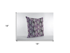 18” Lavender Black Fall Leaves Zippered Suede Throw Pillow - Homeroots