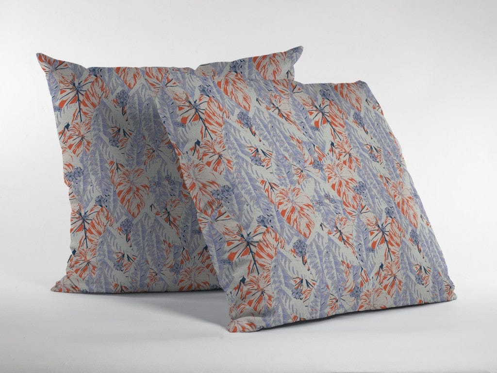 18" Orange Lavender Tropics Zippered Suede Throw Pillow - Homeroots