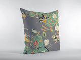 16" Green Gray Garden Zippered Suede Throw Pillow - Homeroots