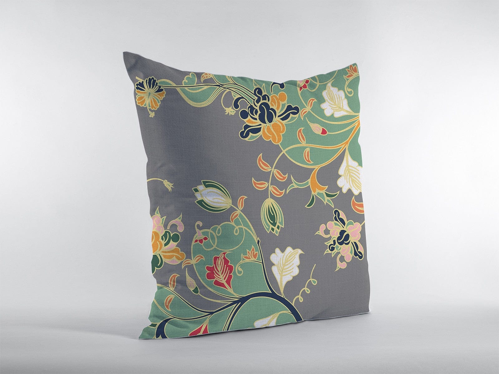18" Green Gray Garden Zippered Suede Throw Pillow - Homeroots
