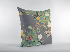 18" Green Gray Garden Zippered Suede Throw Pillow - Homeroots