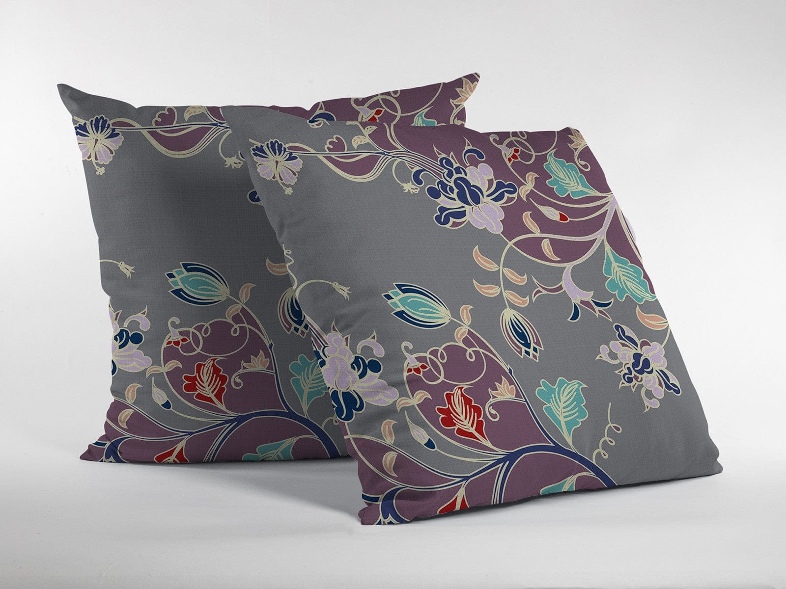 16" Purple Gray Garden Zippered Suede Throw Pillow - Homeroots