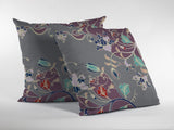 16" Purple Gray Garden Zippered Suede Throw Pillow - Homeroots