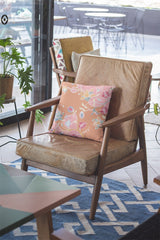 16" Pink Orange Garden Zippered Suede Throw Pillow - Homeroots