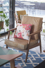 16" Red White Garden Zippered Suede Throw Pillow - Homeroots