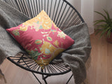 16" Orange Red Garden Zippered Suede Throw Pillow - Homeroots