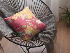 16" Orange Red Garden Zippered Suede Throw Pillow - Homeroots