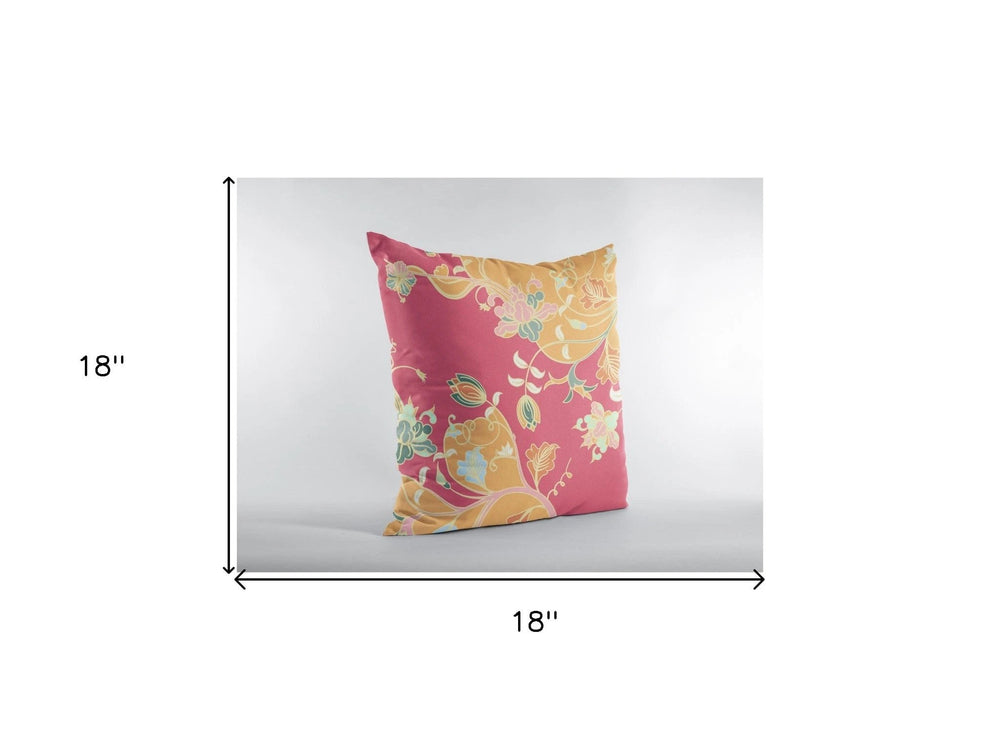 18" Orange Red Garden Zippered Suede Throw Pillow - Homeroots - Flyclothing LLC