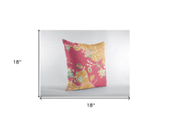 18" Orange Red Garden Zippered Suede Throw Pillow - Homeroots