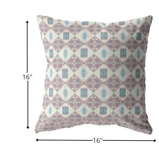 16" Pink Lattice Zippered Suede Throw Pillow - Homeroots