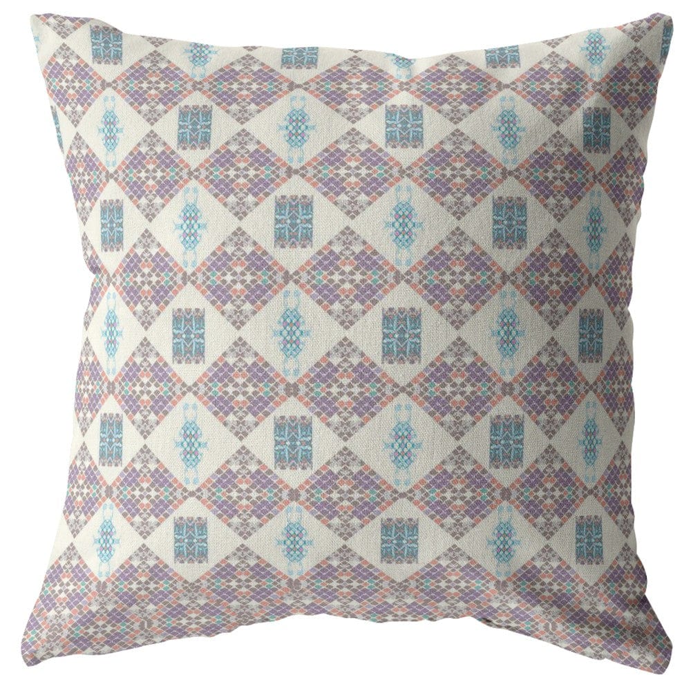 18" Pink Lattice Zippered Suede Throw Pillow - Homeroots
