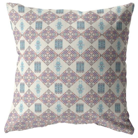 18" Pink Lattice Zippered Suede Throw Pillow - Homeroots
