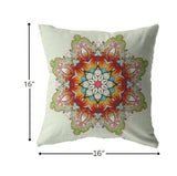 16" Orange Green Mandala Zip Suede Throw Pillow - Homeroots - Flyclothing LLC