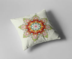 18" Orange Green Mandala Zip Suede Throw Pillow - Homeroots