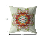 18" Orange Green Mandala Zip Suede Throw Pillow - Homeroots - Flyclothing LLC