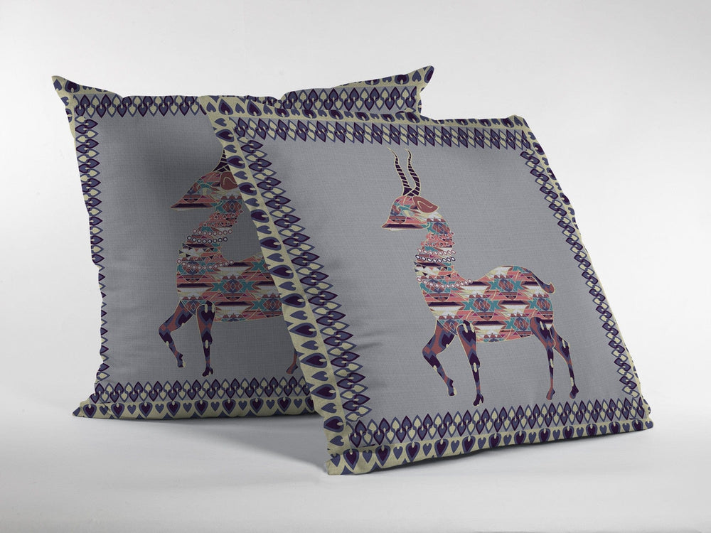 16" Purple Cream Boho Deer Zippered Suede Throw Pillow - Homeroots - Flyclothing LLC