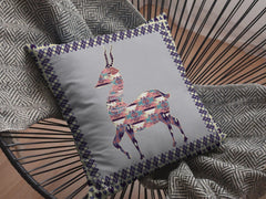 16" Purple Cream Boho Deer Zippered Suede Throw Pillow - Homeroots