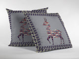 18" Purple Cream Boho Deer Zippered Suede Throw Pillow - Homeroots