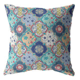 16” Blue Peach Trellis Suede Zippered Throw Pillow - Homeroots