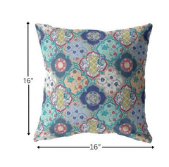 16” Blue Peach Trellis Suede Zippered Throw Pillow - Homeroots