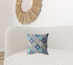 16” Blue Peach Trellis Suede Zippered Throw Pillow - Homeroots