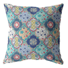 18” Blue Peach Trellis Suede Zippered Throw Pillow - Homeroots