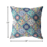 18” Blue Peach Trellis Suede Zippered Throw Pillow - Homeroots - Flyclothing LLC