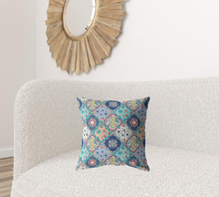 18” Blue Peach Trellis Suede Zippered Throw Pillow - Homeroots