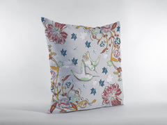 16" Gray Bird Zippered Double Sided Suede Throw Pillow - Homeroots