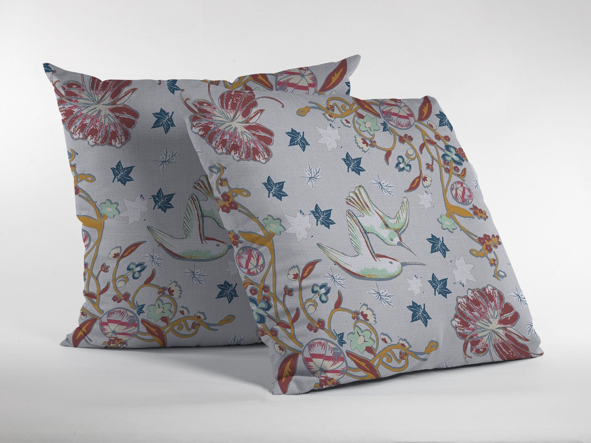16" Gray Bird Zippered Double Sided Suede Throw Pillow - Homeroots