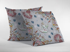 16" Gray Bird Zippered Double Sided Suede Throw Pillow - Homeroots