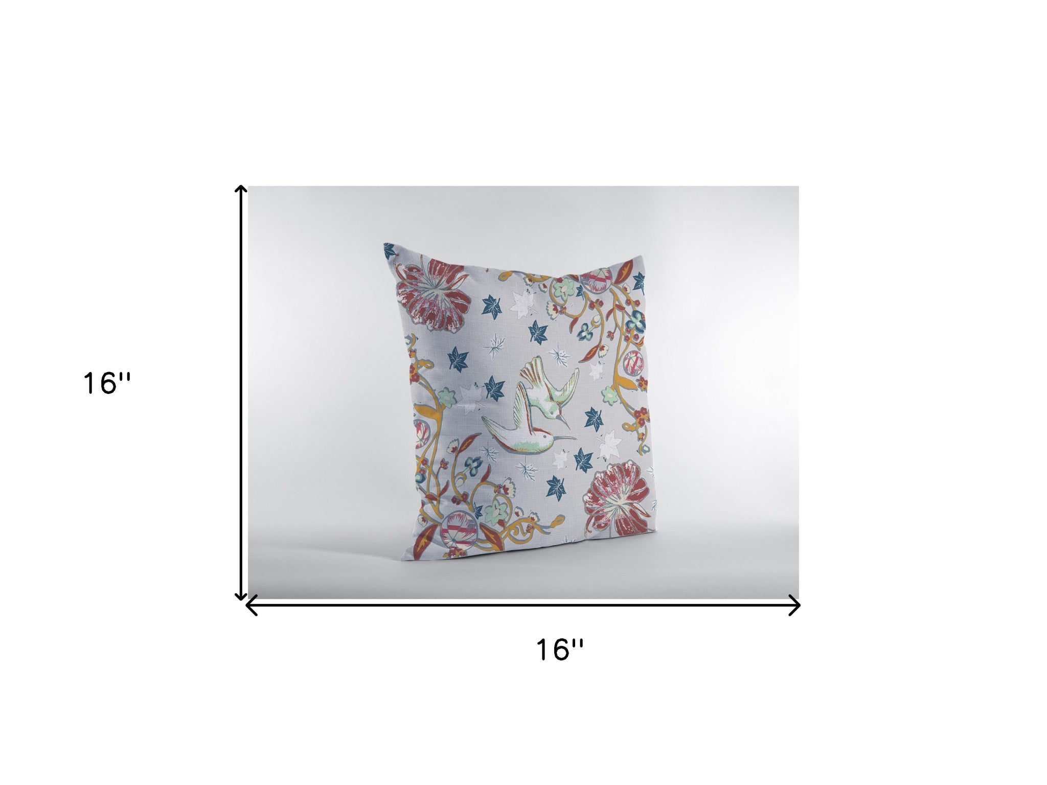 16" Gray Bird Zippered Double Sided Suede Throw Pillow - Homeroots