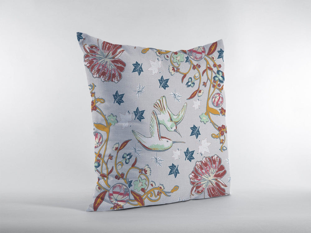 18" Gray Bird Zippered Double Sided Suede Throw Pillow - Homeroots