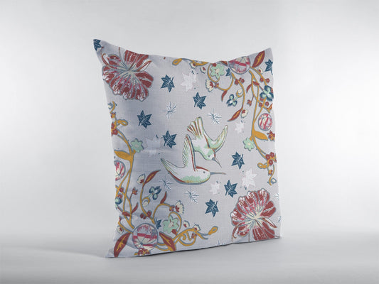 18" Gray Bird Zippered Double Sided Suede Throw Pillow - Homeroots